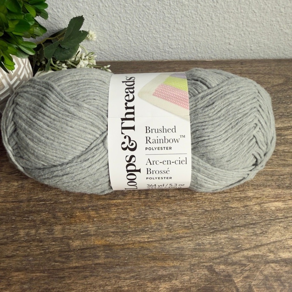 Loops & Threads Brushed Rainbow Yarn Neutral Grey 364 Yards Medium 4 Polyester